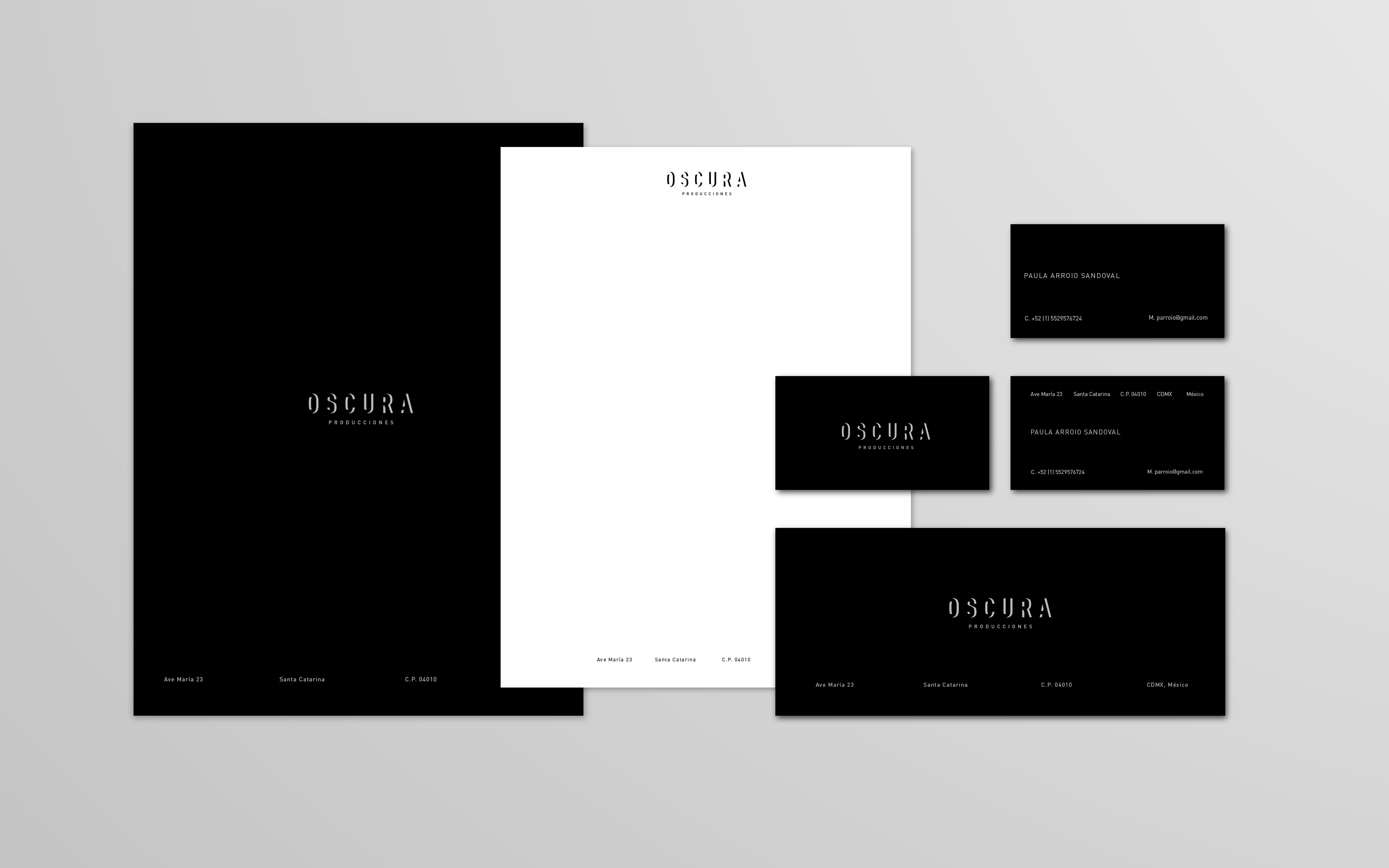 Identidad grafica Oscura papelería